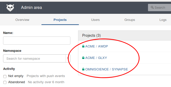 Project provisioning: GitLab