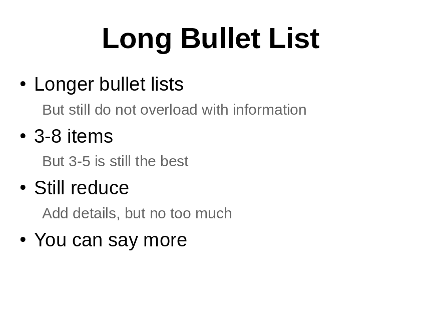 Long bullet list