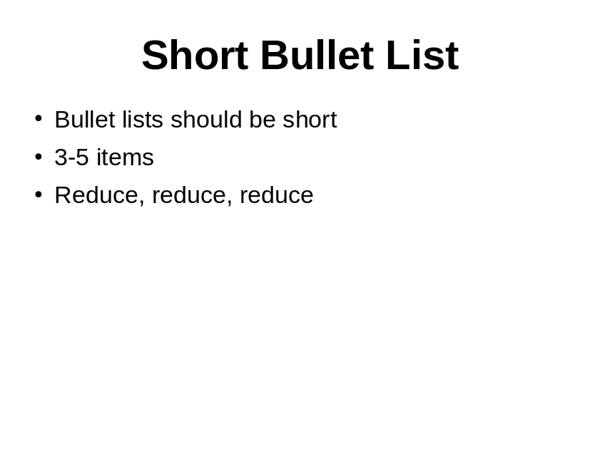 Short bullet list
