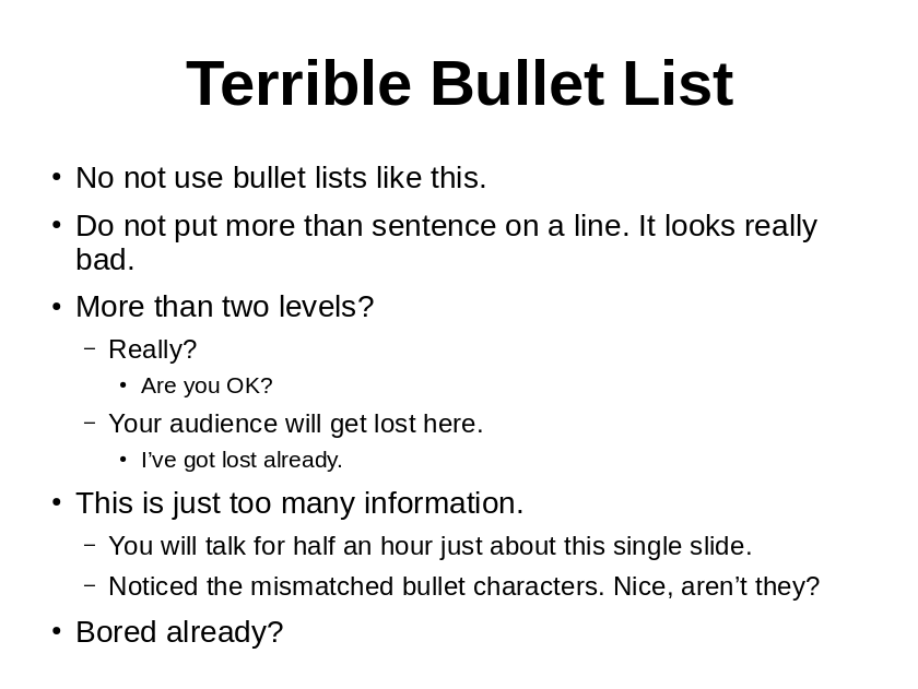 Terrible bullet list